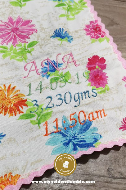 Embroidery Birth Announcement blanket diy
