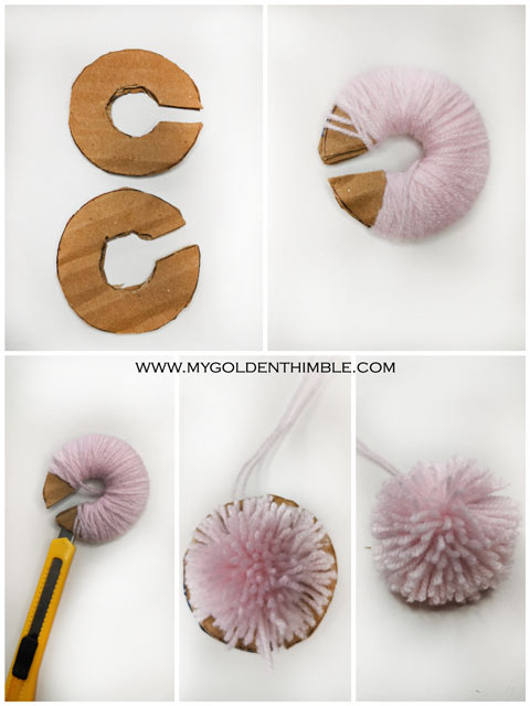 carboard yarn pom poms