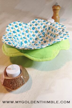 How to Sew a Flower Fabric Cozy Bowl in 30 minutes.
