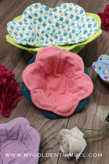 How to Sew a Flower Fabric Cozy Bowl in 30 minutes.