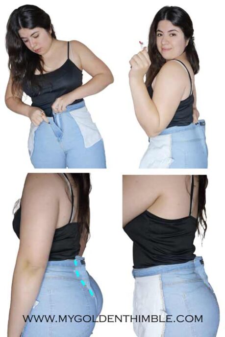 How to make pants waist smaller so they look the same.
