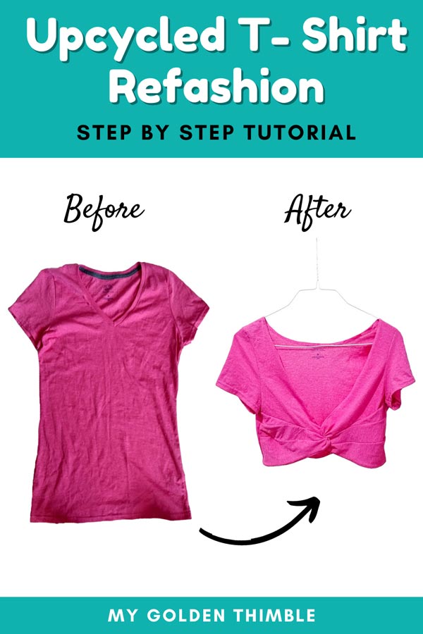 DIY Crop Top with a regular T-shirt. Easy Upcycled Tutorial.