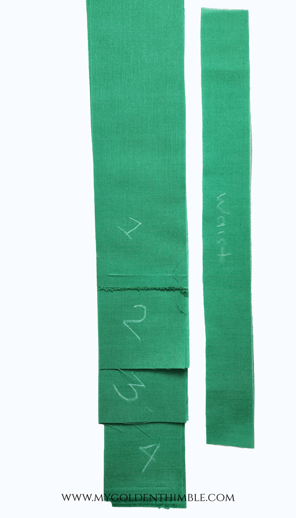 pattern pieces of a tier skirt