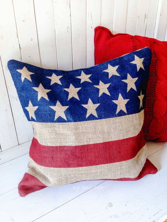 Image for Burlap Flag Pillow