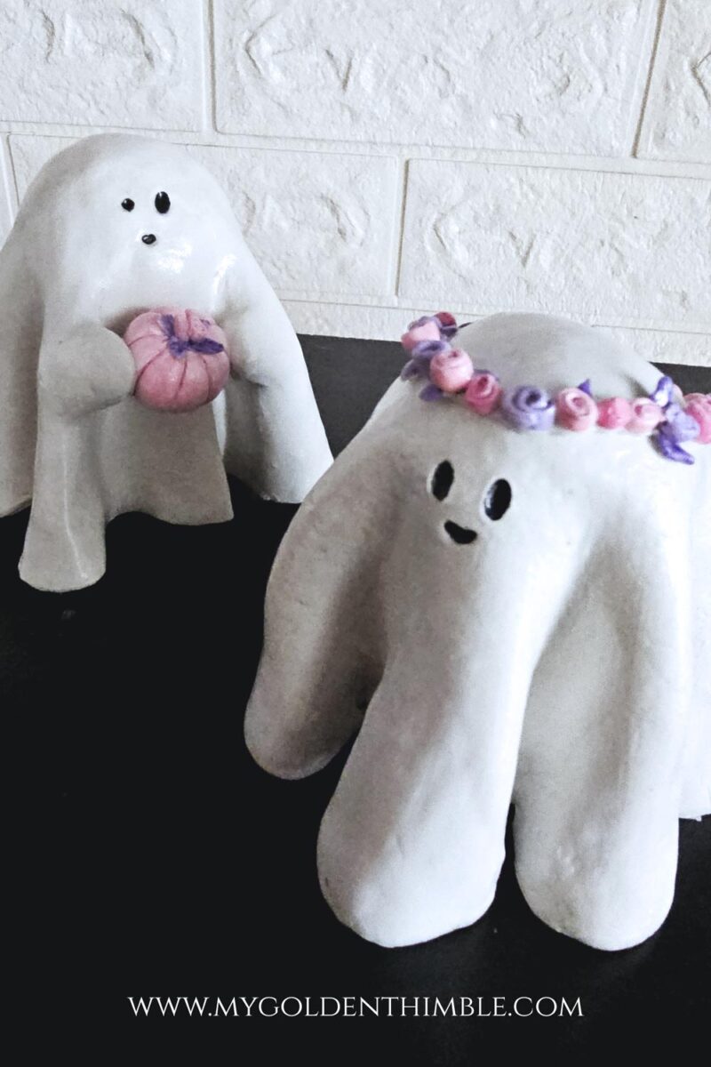 DIY air dry clay ghosts