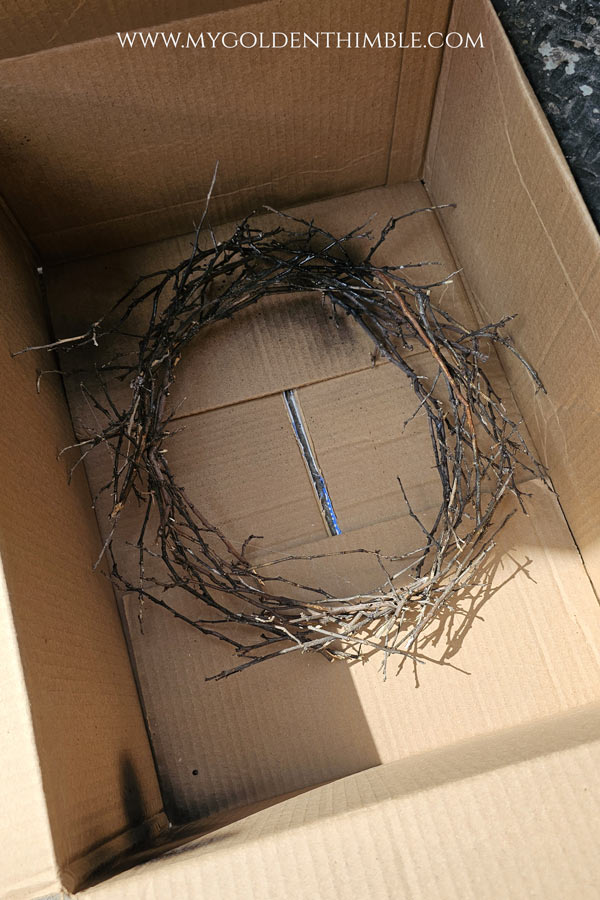 branches over cardboard box