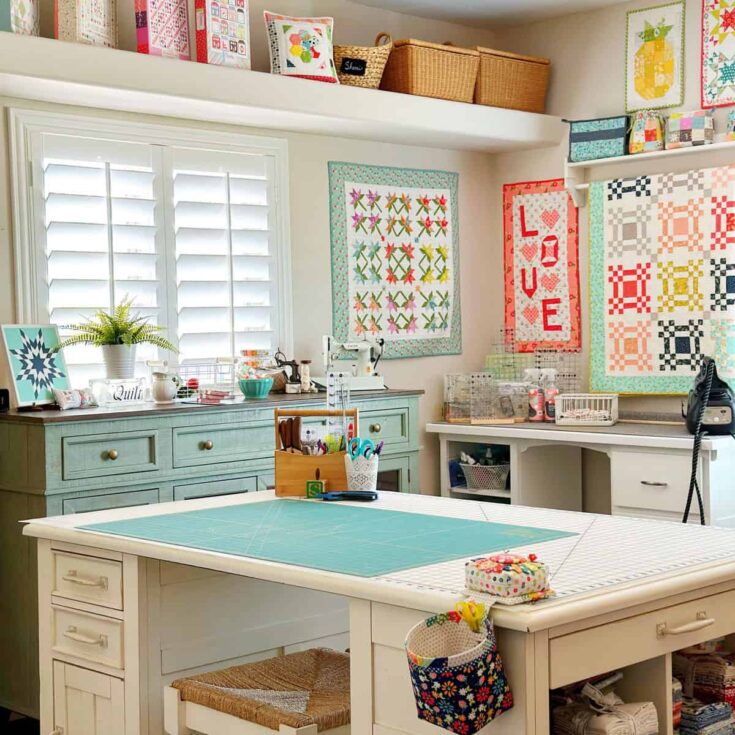cutting table in sewing room