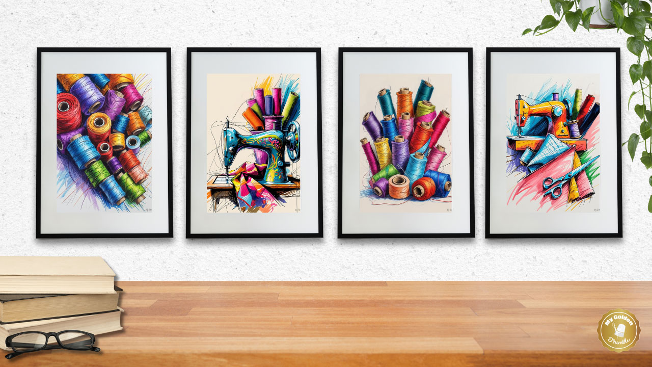 colorful sewing art prints