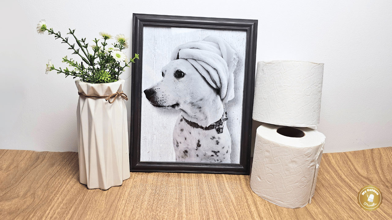 wrapped-towel dog wall art diy