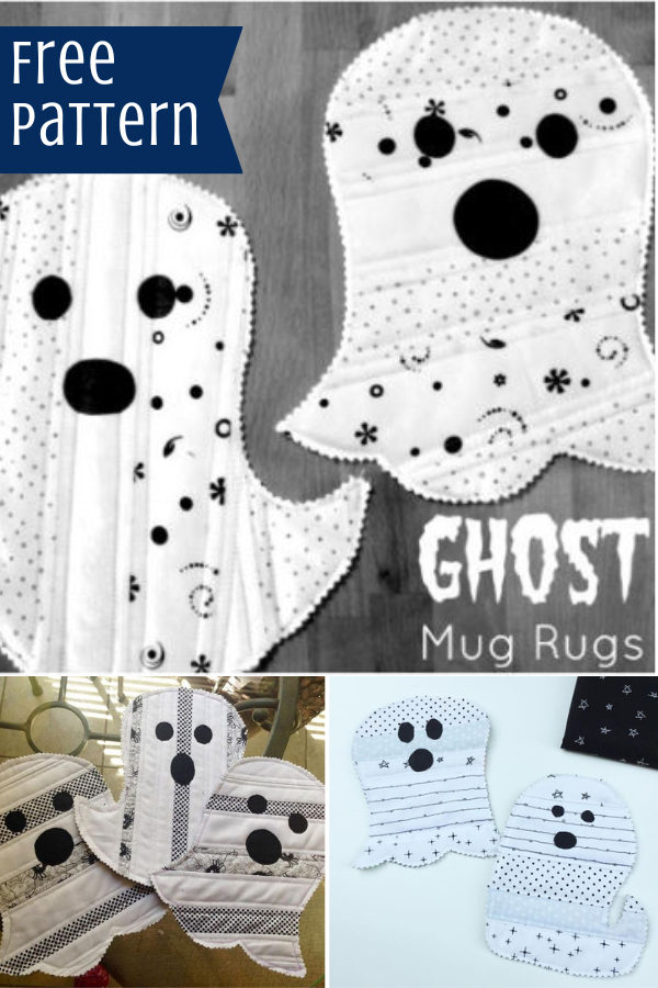cute ghosts mug rug handmade with free pattern