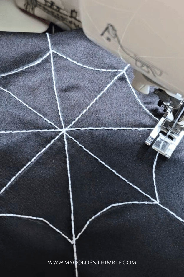 sewing lines with white thread