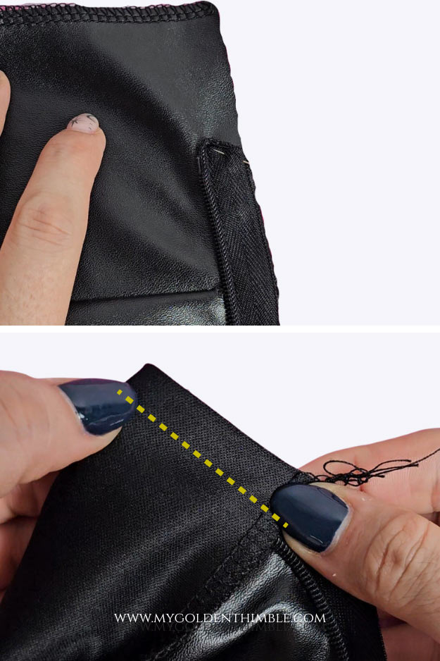 close up of the inside of a skirt showing an invisible zipper