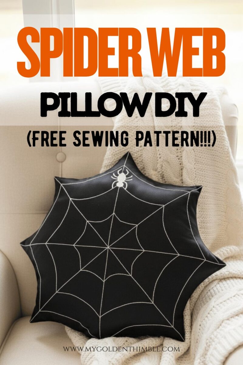 close up of spider web pillow diy