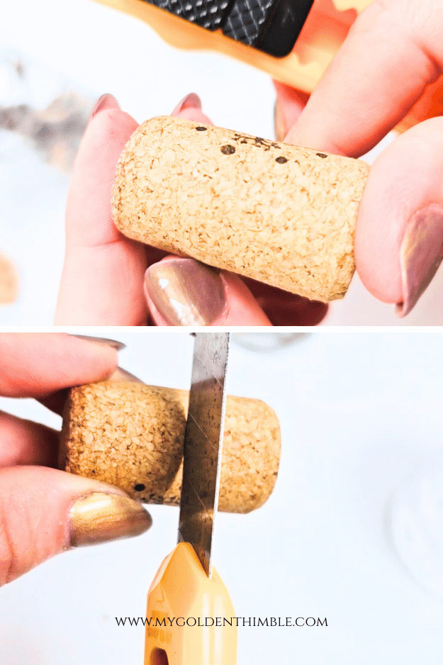 cork being cutted