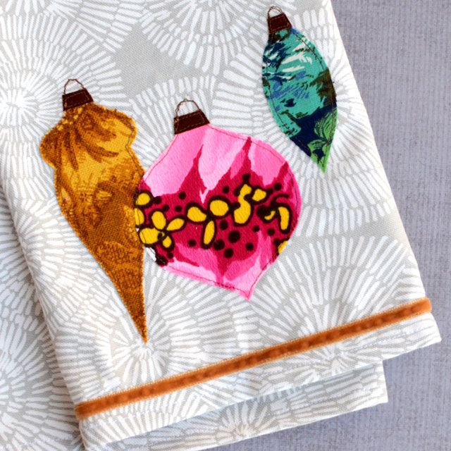 Image for Vintage Ornaments Christmas Tea Towel - Free Sewing Pattern