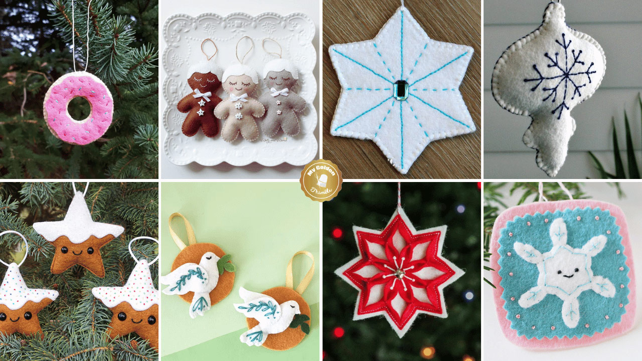 assorment of DIY Christmas Felt Ornaments