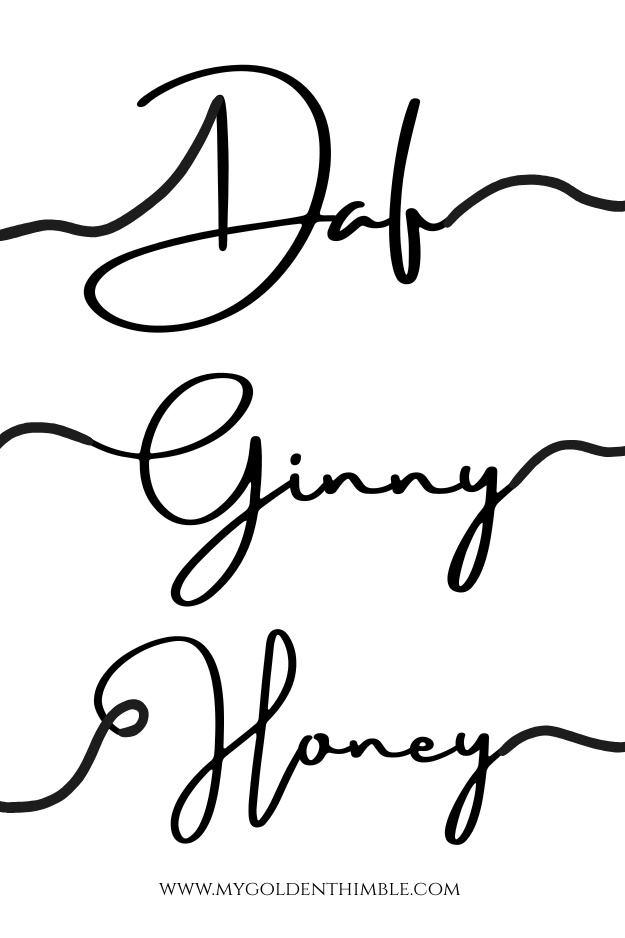 examples of writting names for stockings