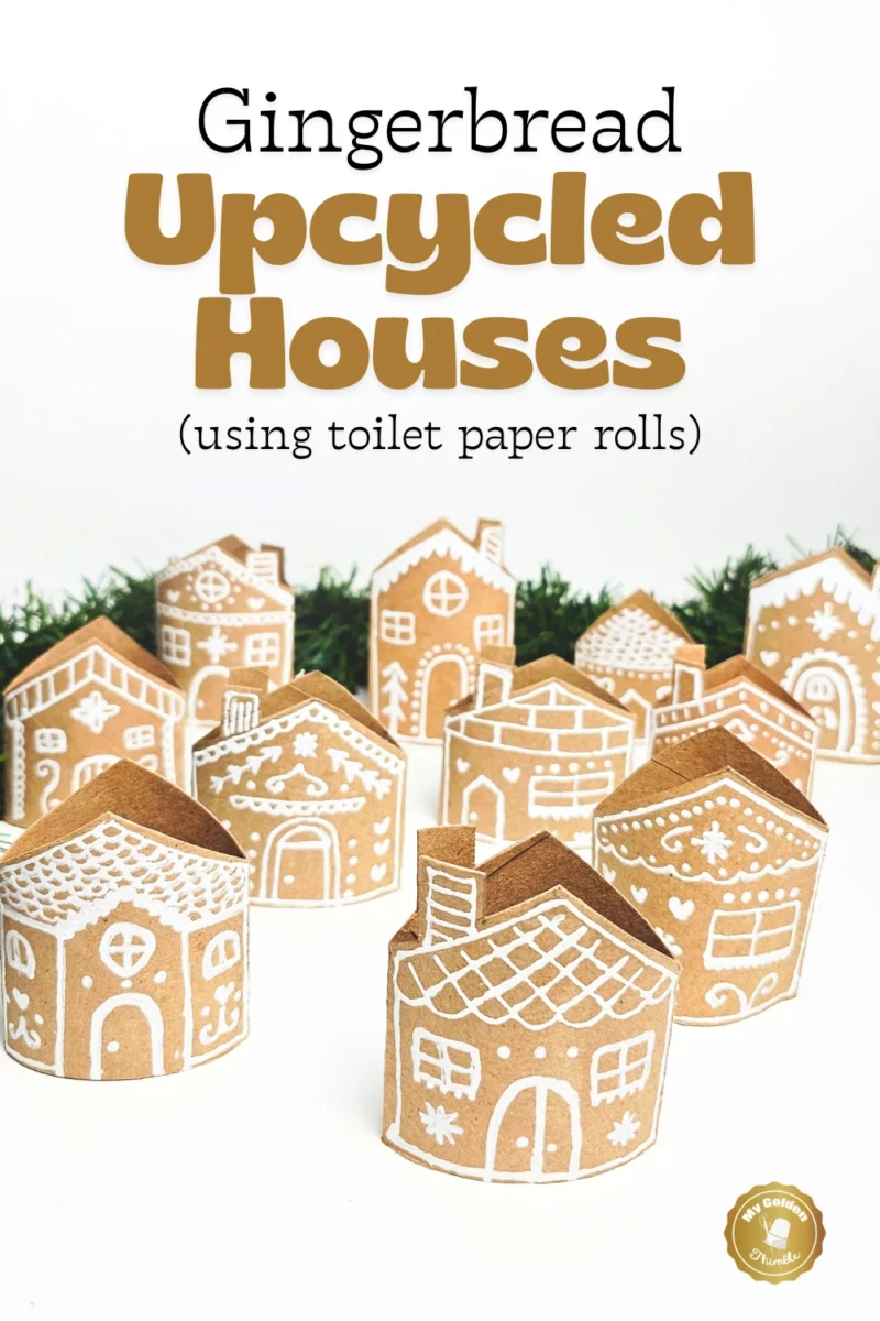 Gingerbread house garland made from recycled cardboard Christmas crafts