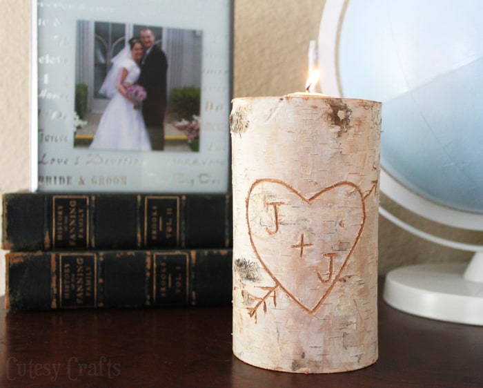 carved log for a candle