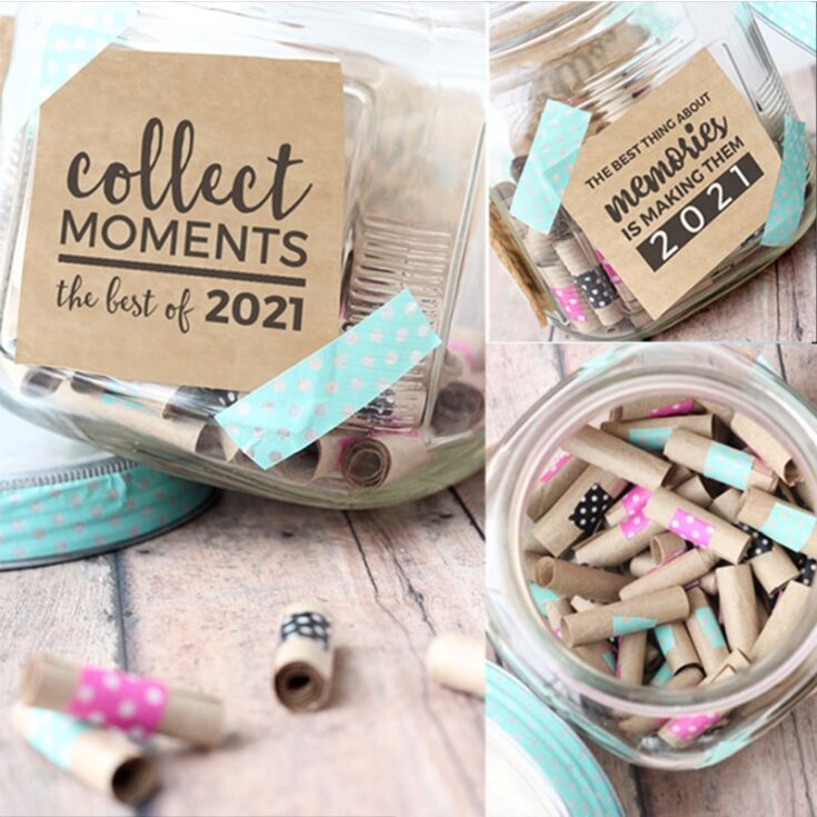 jar with multiple rolls of paper with ideas