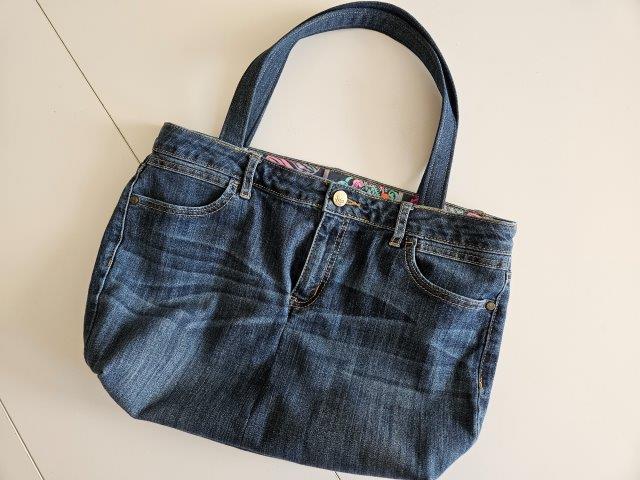 bag made with upcycled denim