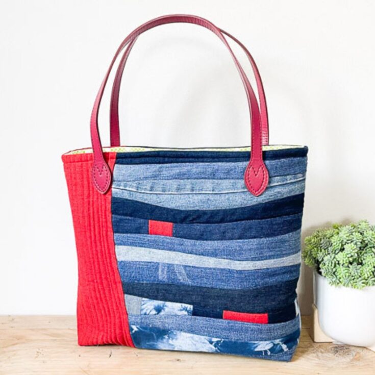 bag made with upcycled denim