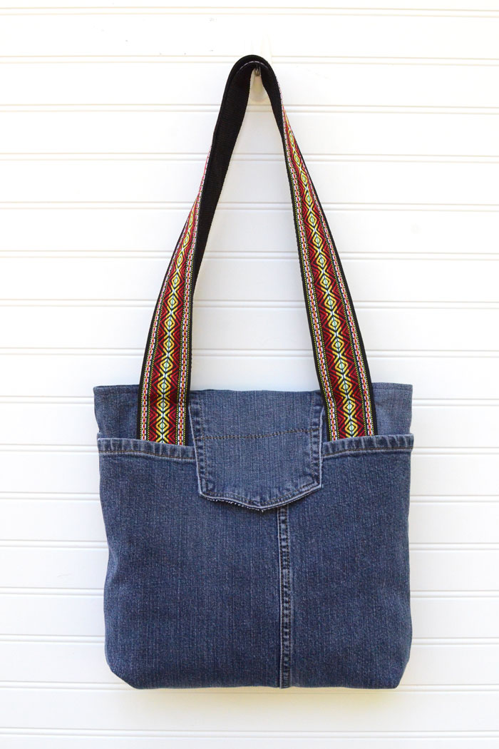 bag made with upcycled denim