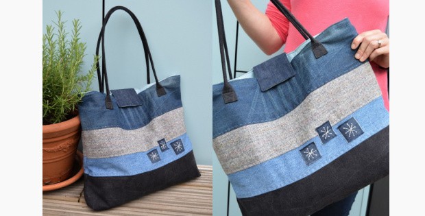 bag made with upcycled denim