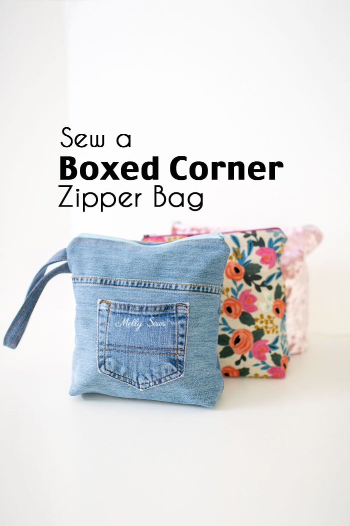 Image for Small Denim Zip Bag with Boxed Corners (Perfect Scrap Buster Project!)