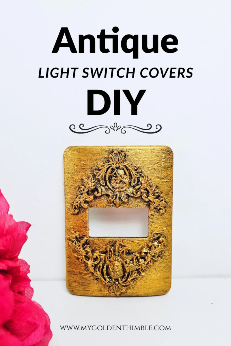 Vintage style light switch cover with aged copper look close-up