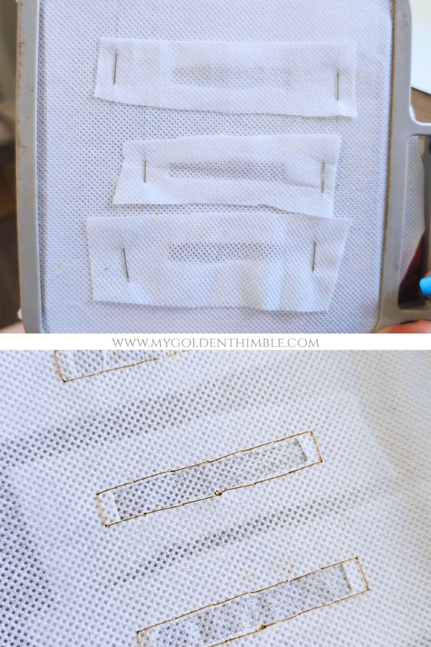 Close up of the back of the hoop