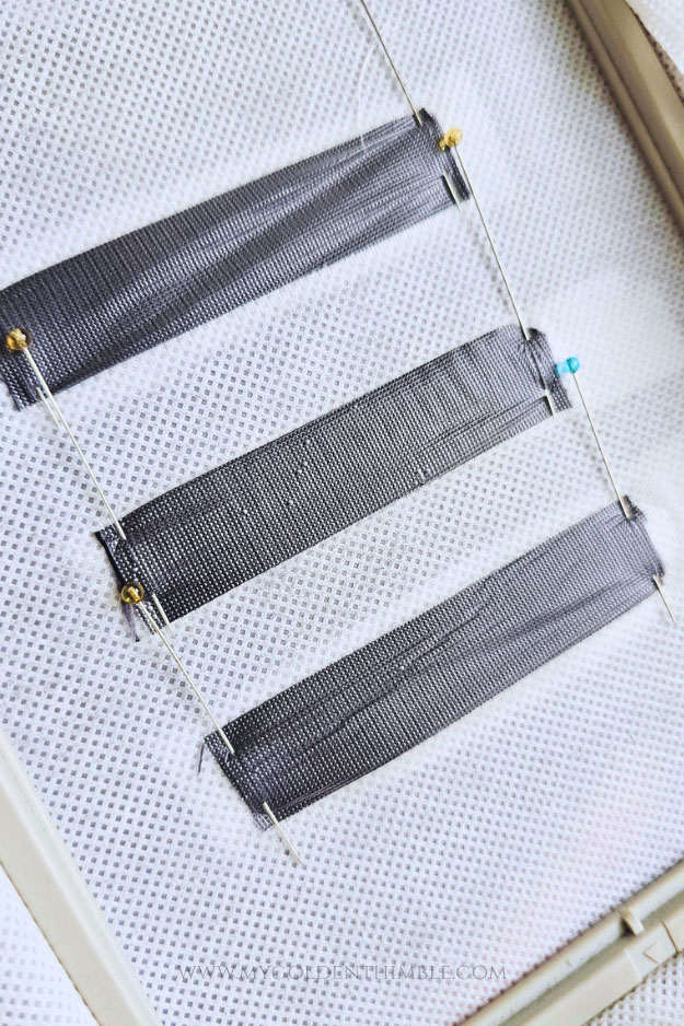 close up of ribbon with wash away stabilizer