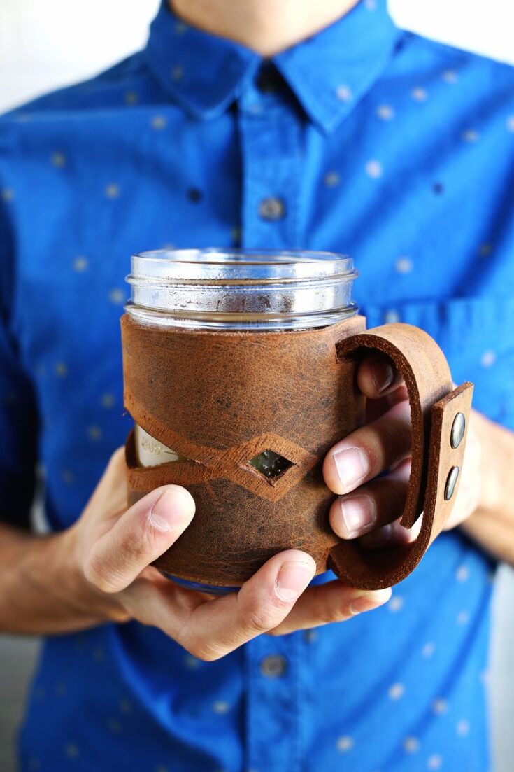 Image for Leather Mason Jar Sleeve