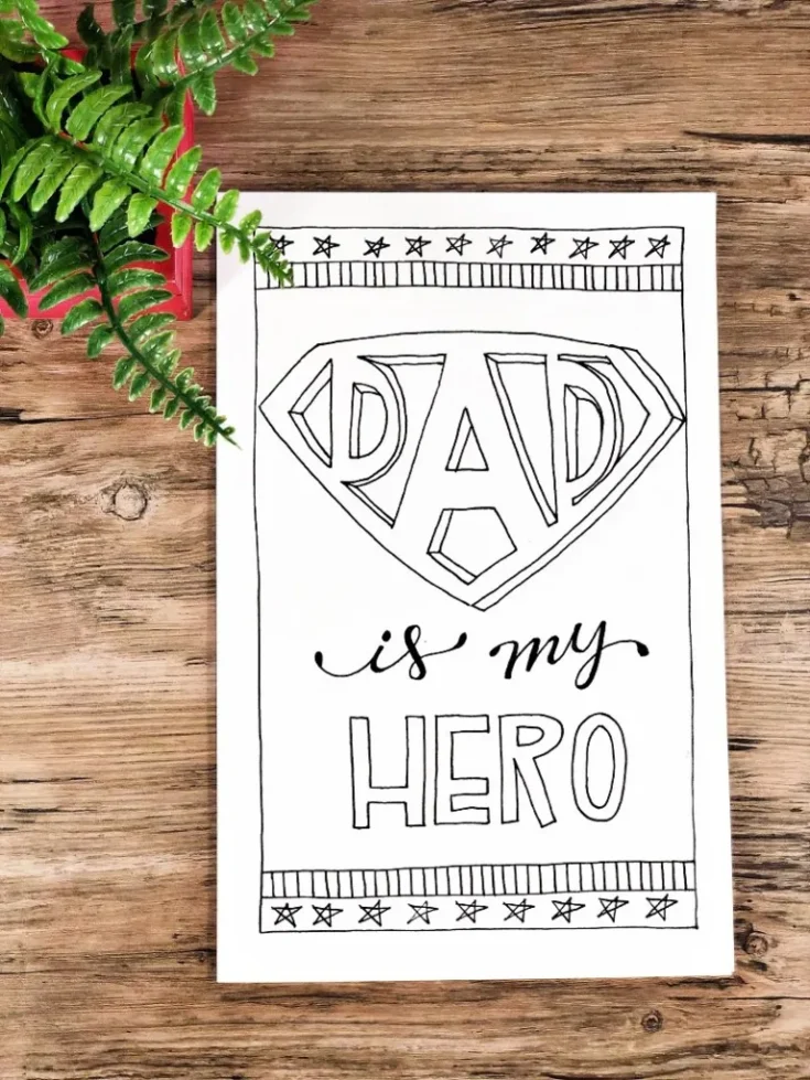 coloring father's day card