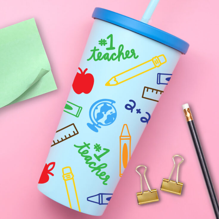 cup with teacher themed svg