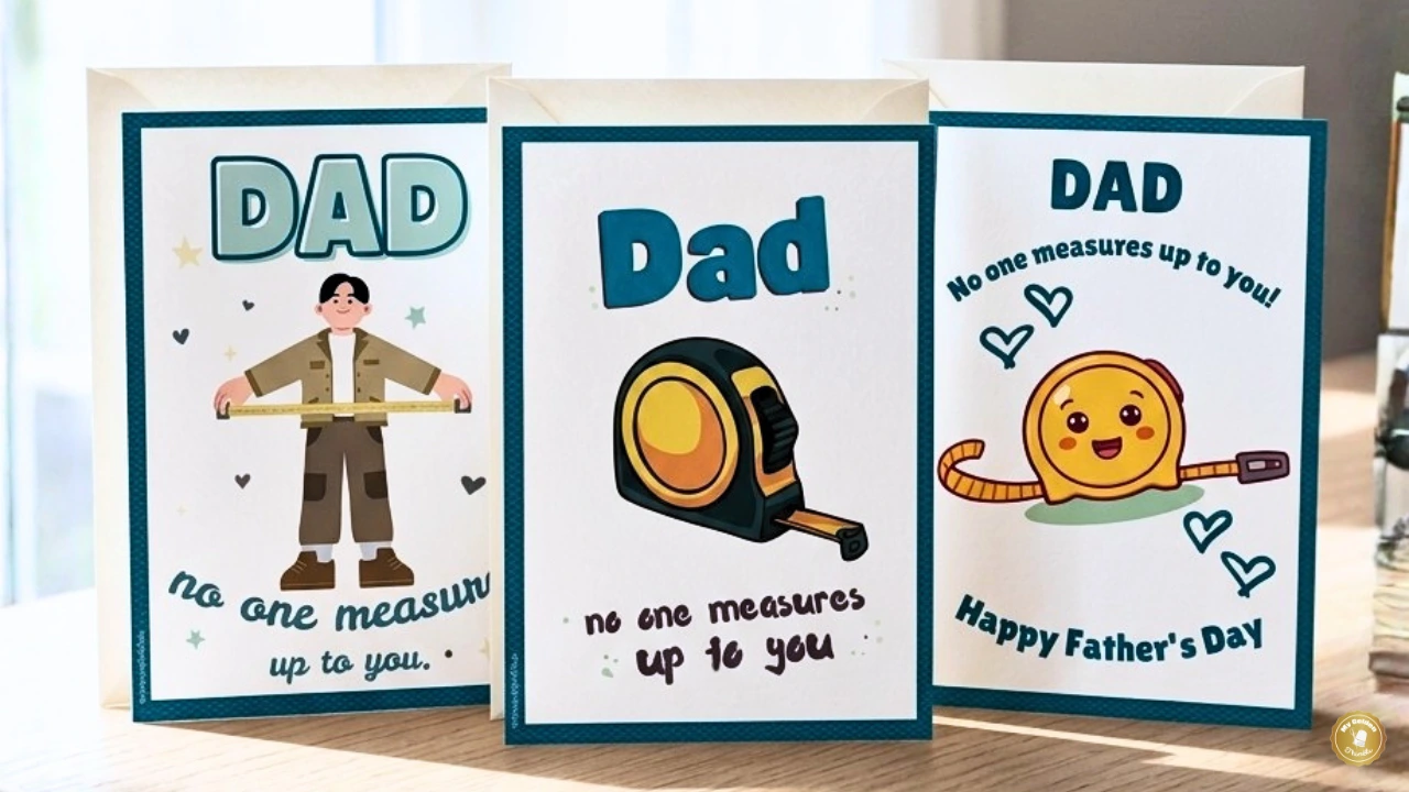 tool-themed Father's Day cards free printable on a wooden table