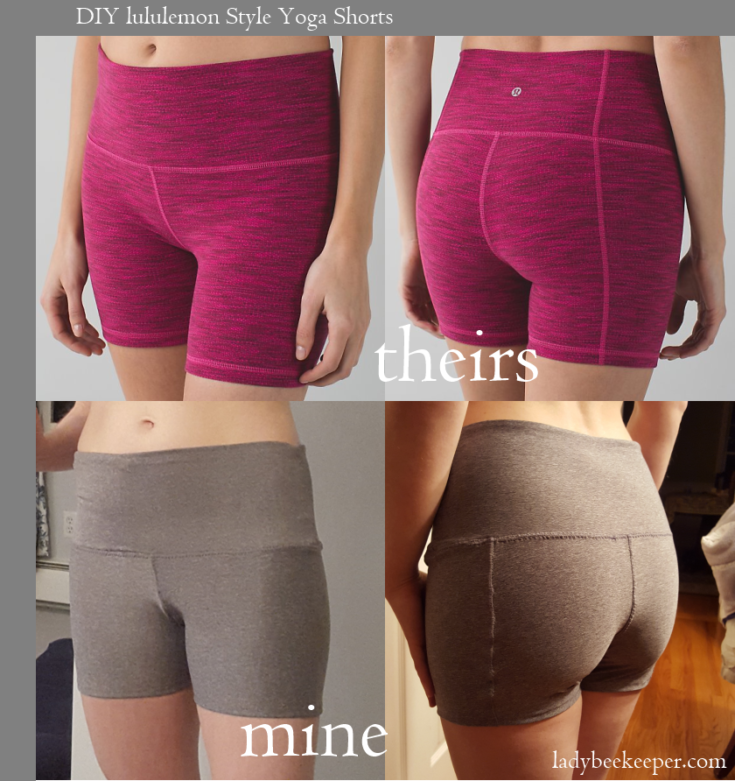woman wearing a pair of yoga shorts made with a free pattern