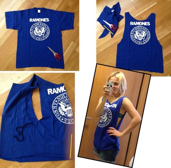 blue t-shirt cutting tutorial