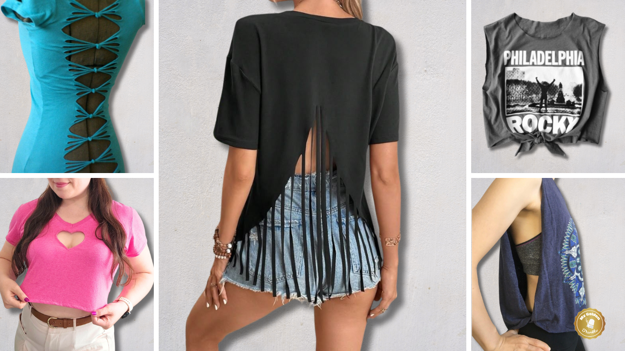 DIY T-shirt cutting ideas include easy tutorials