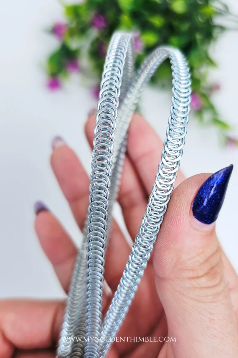 close up to a spiral wire boning for sewing