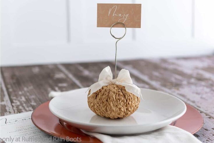 Image for Raffia Pumpkin Seating Card Holders